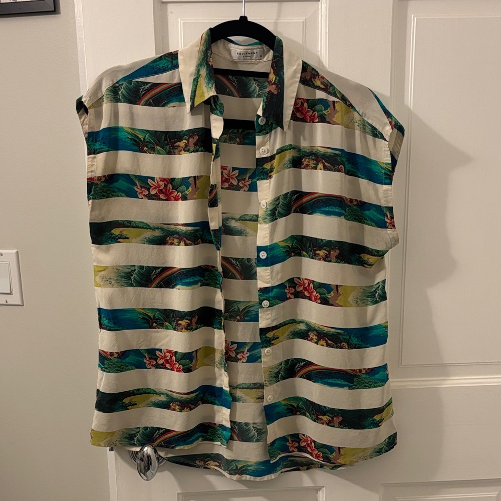 Equipment Striped Floral Silk Women’s Shirt